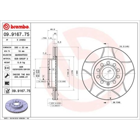 Δισκόπλακα BREMBO 09.9167.75