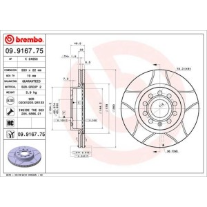 Brake Disc BREMBO 09.9167.75