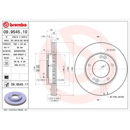 Brake Disc BREMBO 09.9545.10