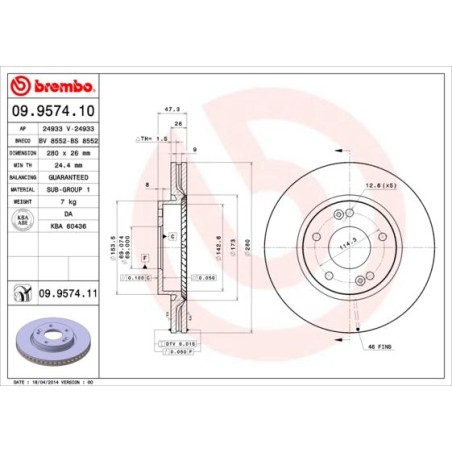 Δισκόπλακα BREMBO 09.9574.10