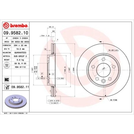 Brake Disc BREMBO 09.9582.10