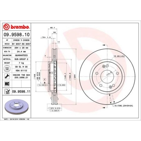 Δισκόπλακα BREMBO 09.9598.10