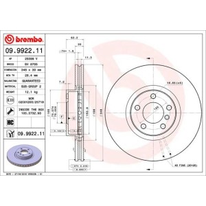Δισκόπλακα BREMBO 09.9922.11