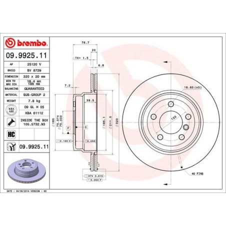 Brake Disc BREMBO 09.9925.11