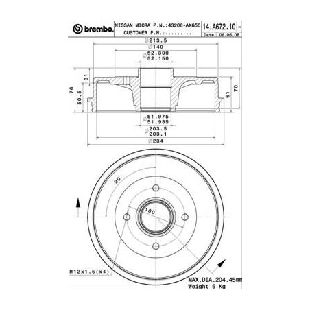 Ταμπούρο BREMBO 14.A672.10