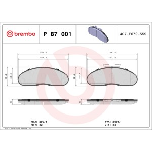 Σετ τακάκια, δισκόφρενα BREMBO PB7001