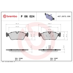 Brake Pad Set, disc brake BREMBO P06024