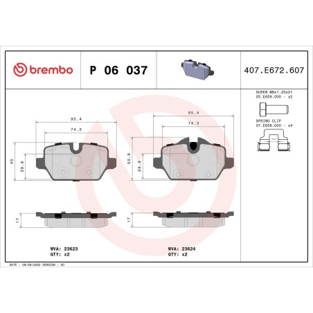 Brake Pad Set, disc brake BREMBO P06037