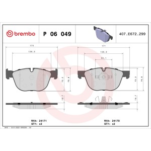Brake Pad Set, disc brake BREMBO P06049