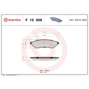 Σετ τακάκια, δισκόφρενα BREMBO P10008