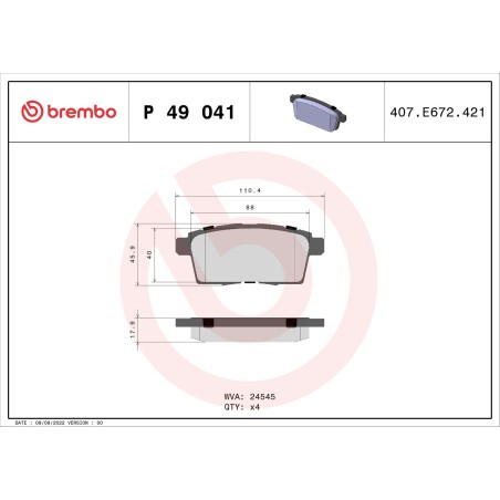 Σετ τακάκια, δισκόφρενα BREMBO P49041