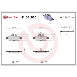 Brake Pad Set, disc brake BREMBO P50080