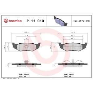 Σετ τακάκια, δισκόφρενα BREMBO P11010