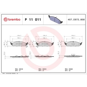 Σετ τακάκια, δισκόφρενα BREMBO P11011