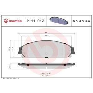 Σετ τακάκια, δισκόφρενα BREMBO P11017