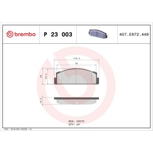 Σετ τακάκια, δισκόφρενα BREMBO P23003