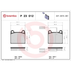 Σετ τακάκια, δισκόφρενα BREMBO P23012