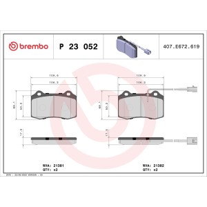 Brake Pad Set, disc brake BREMBO P23052