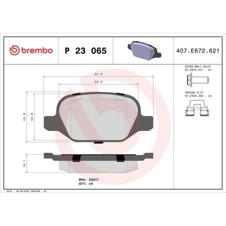 Σετ τακάκια, δισκόφρενα BREMBO P23065