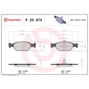 Σετ τακάκια, δισκόφρενα BREMBO P23073