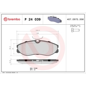 Brake Pad Set, disc brake BREMBO P24039