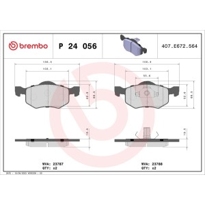 Brake Pad Set, disc brake BREMBO P24056