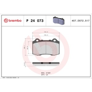 Σετ τακάκια, δισκόφρενα BREMBO P24073