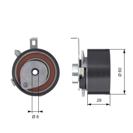 Tensioner Pulley, timing belt GATES T43115