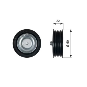 Deflection/Guide Pulley, V-ribbed belt GATES T36473