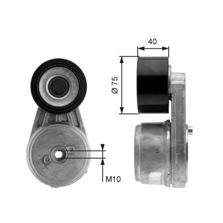 Belt Tensioner, V-ribbed belt GATES T38653