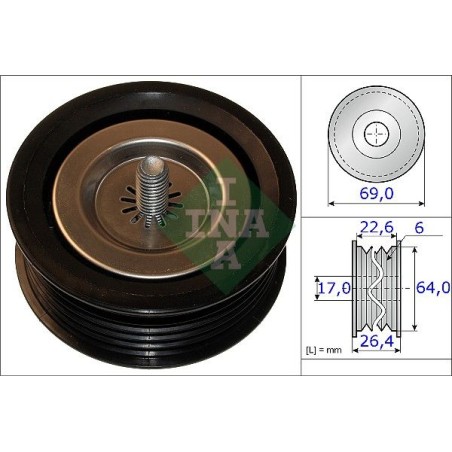 Deflection/Guide Pulley, V-ribbed belt INA 532067110