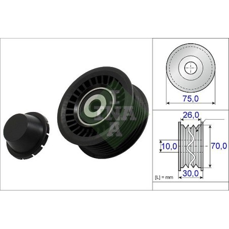 Deflection/Guide Pulley, V-ribbed belt INA 532072310