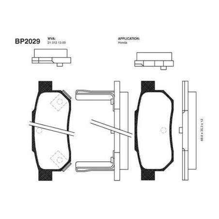 Brake Pad Set, disc brake KAVO PARTS BP-2029