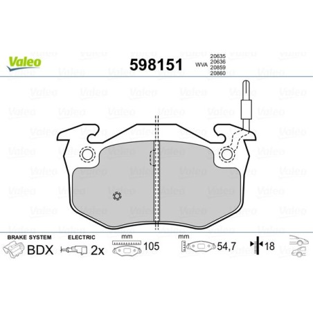 Brake Pad Set, disc brake VALEO 598151