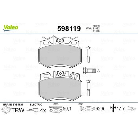 Brake Pad Set, disc brake VALEO 598119