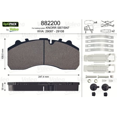 Brake Pad Set, disc brake VALEO 882200