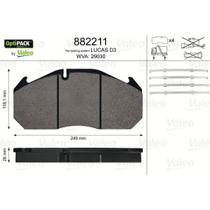 Brake Pad Set, disc brake VALEO 882211