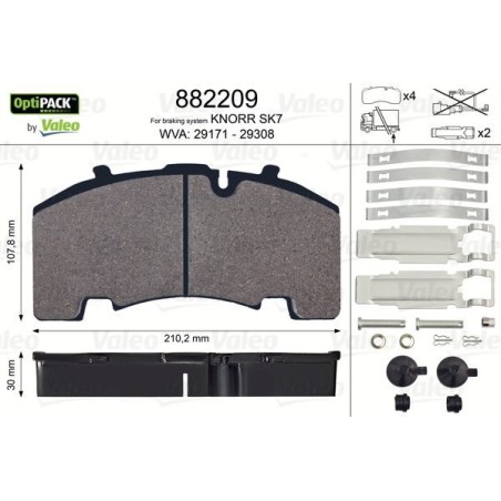 Brake Pad Set, disc brake VALEO 882209