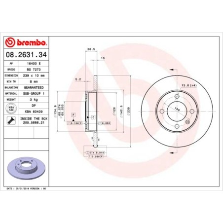 Brake Disc BREMBO 08.2631.34