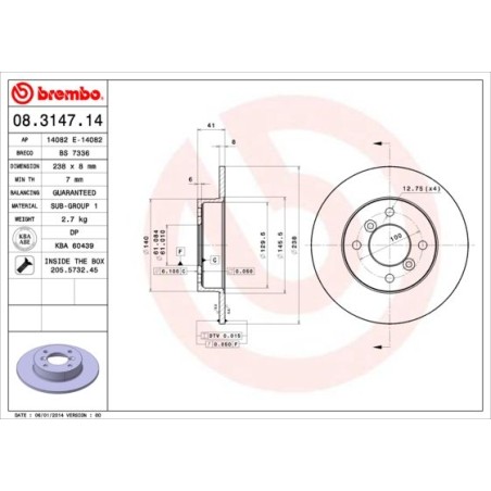 Δισκόπλακα BREMBO 08.3147.14