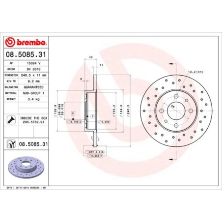 Brake Disc BREMBO 08.5085.31