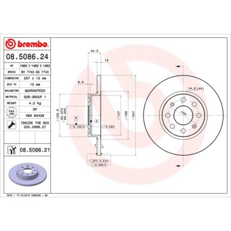 Δισκόπλακα BREMBO 08.5086.21