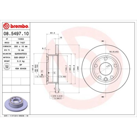 Δισκόπλακα BREMBO 08.5497.10