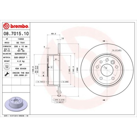 Δισκόπλακα BREMBO 08.7015.10