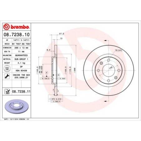 Brake Disc BREMBO 08.7238.10