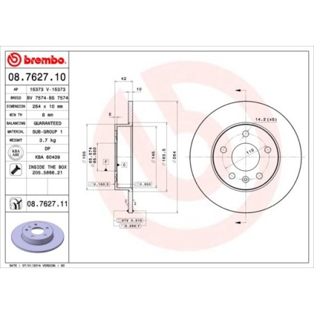 Brake Disc BREMBO 08.7627.11