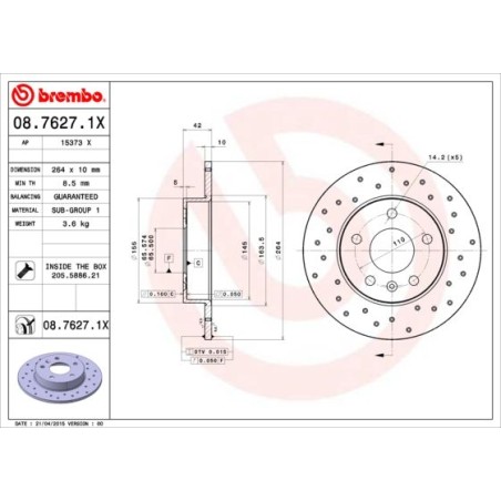 Brake Disc BREMBO 08.7627.1X