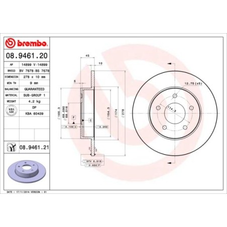 Brake Disc BREMBO 08.9461.20