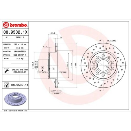 Brake Disc BREMBO 08.9502.1X