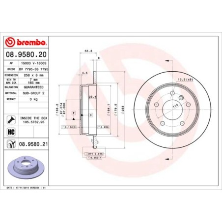 Brake Disc BREMBO 08.9580.20